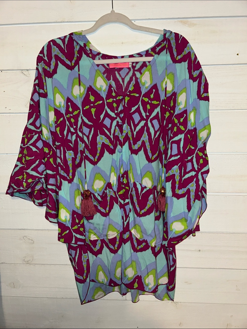 Feather & Find Boho Tassel Tie Women’s Top